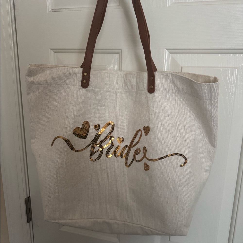 Gold and Brown Bride Tote Bag
